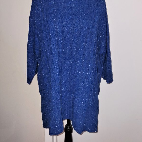 NWOT! ETRO Blue/Metallic Cable Oversized Mock Neck Sweater - EU 40/US S - Picture 2 of 5